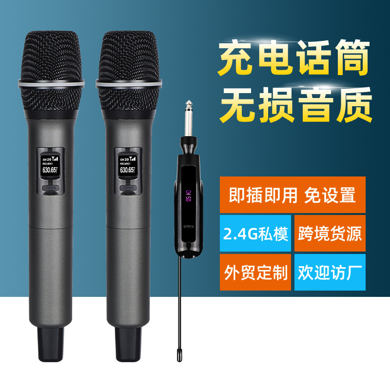 Handheld Wireless Microphone Cross-Border U-Band Home Ktv Audio Outdoor Live Broadcast Equipment Singing Charging Wireless Microphone