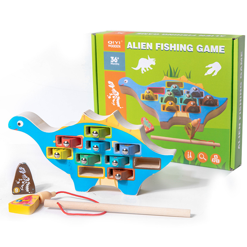 Educación temprana multifuncional para niños de madera, pesca magnética, forma de captura de insectos, coordinación mano-ojo, combinación de juguetes educativos cognitivos