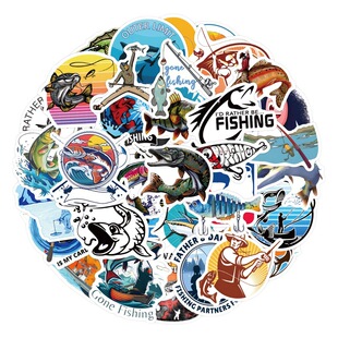60 pieces fishing personalized graffiti cross-border outdoor fishing box creative decoration DIY skateboard luggage stickers waterproof