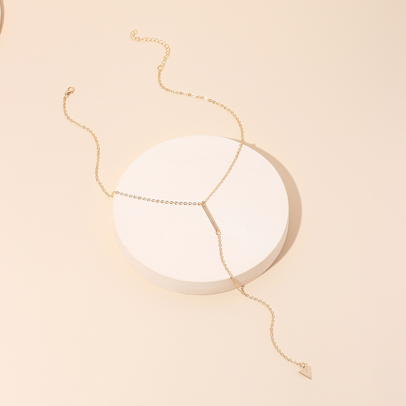 6g Weight Necklace Classification Wedding, Travel Occasion Women'S Gender Gold Color New Geometric Triangle Tassel Necklace 1