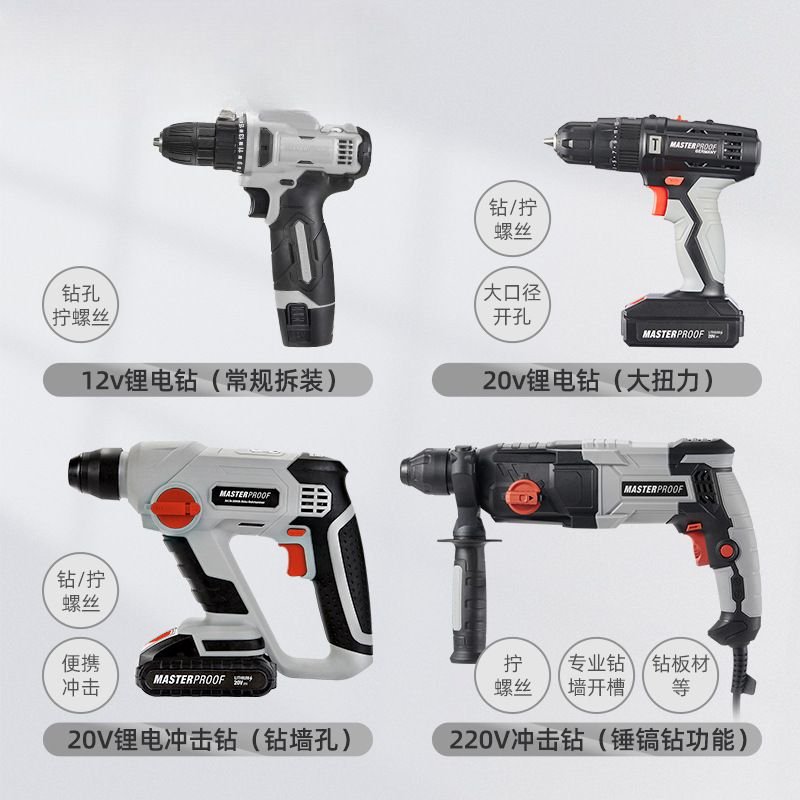 Caja de herramientas alemana Meister Kit doméstico multifuncional de hardware de grado industrial de mantenimiento de taladro eléctrico completo conjunto de mantenimiento