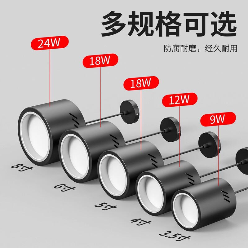 led明装筒灯4寸5寸6寸8寸吸顶吊线圆型理发店铺商场用办公楼吊灯|undefined