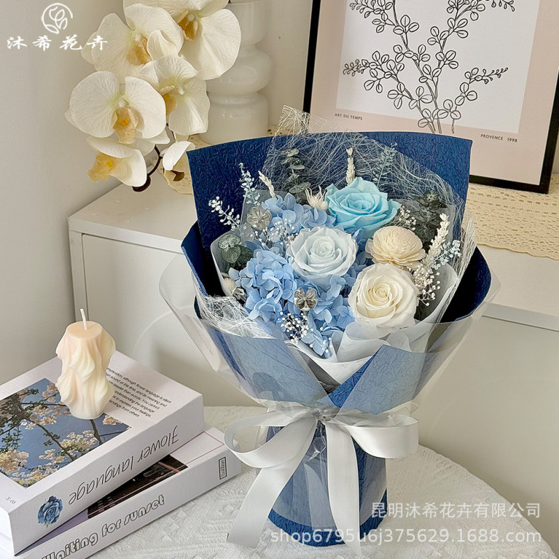クロスボーダー永遠の花ローズブーケバレンタインデーポータブルギフトボックスギフトブーケハイエンド永遠の花ローズブーケ|undefined