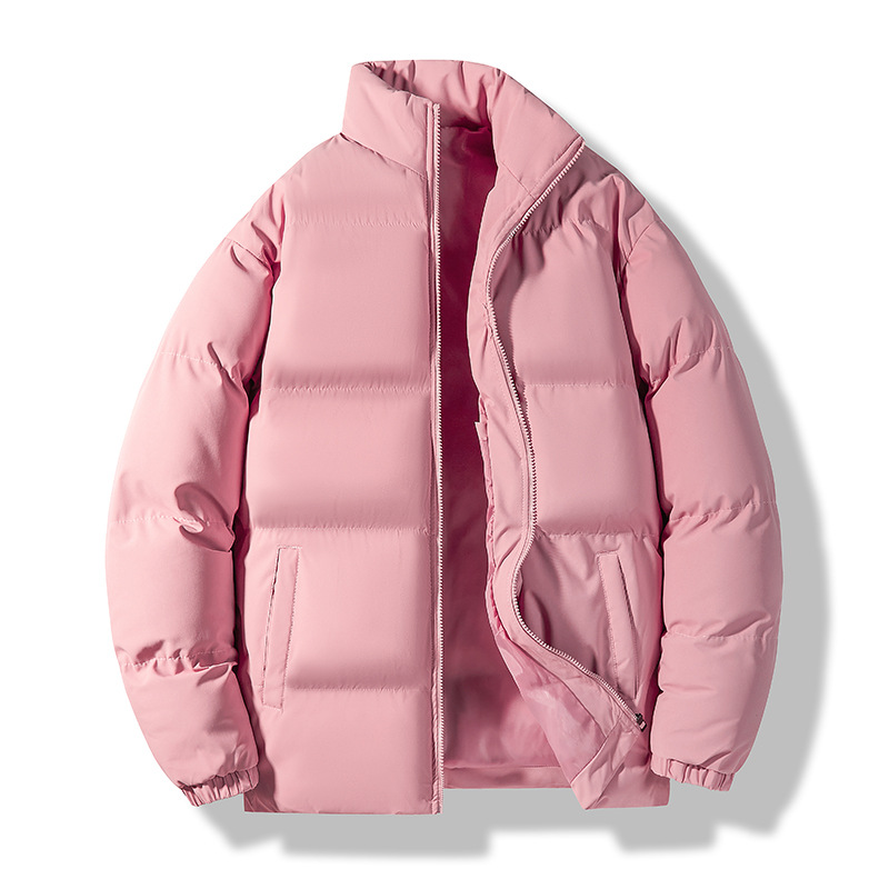 Algodón de color sólido para hombres 2024 nueva ropa de algodón de invierno pareja coreana chaqueta de pan de algodón chaqueta de invierno ligera al por mayor