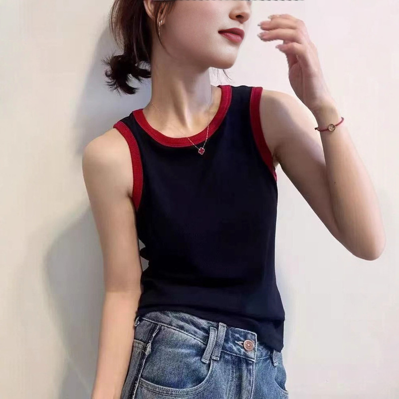 撞色吊带背心女内搭打底衫秋冬打底修身显瘦无袖上衣外穿针织洋气|undefined