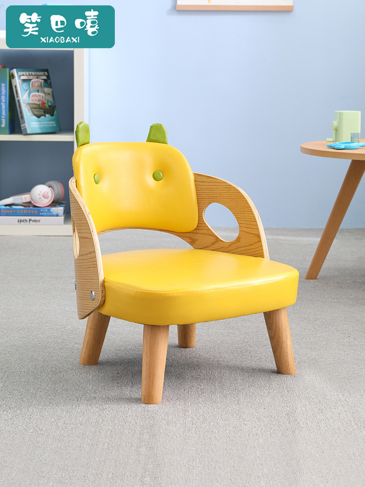 Children's Chair Solid Wood Sofa Chair Backrest Chair Kindergarten Table and Chair Early Education Baby Stool Household Anti-Slip Seat J*