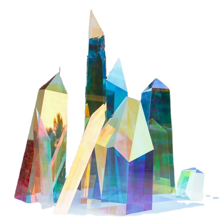 炫彩亚克力镭射雕塑反光变色圣诞创意彩虹多面体饰品装饰摆件
