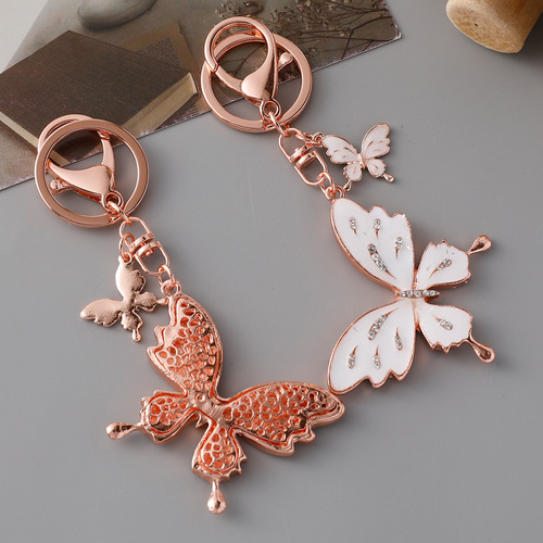 Cross-border drip oil setting diamond starry large butterfly keychain alloy women fashion bag pendant car gift wholesale