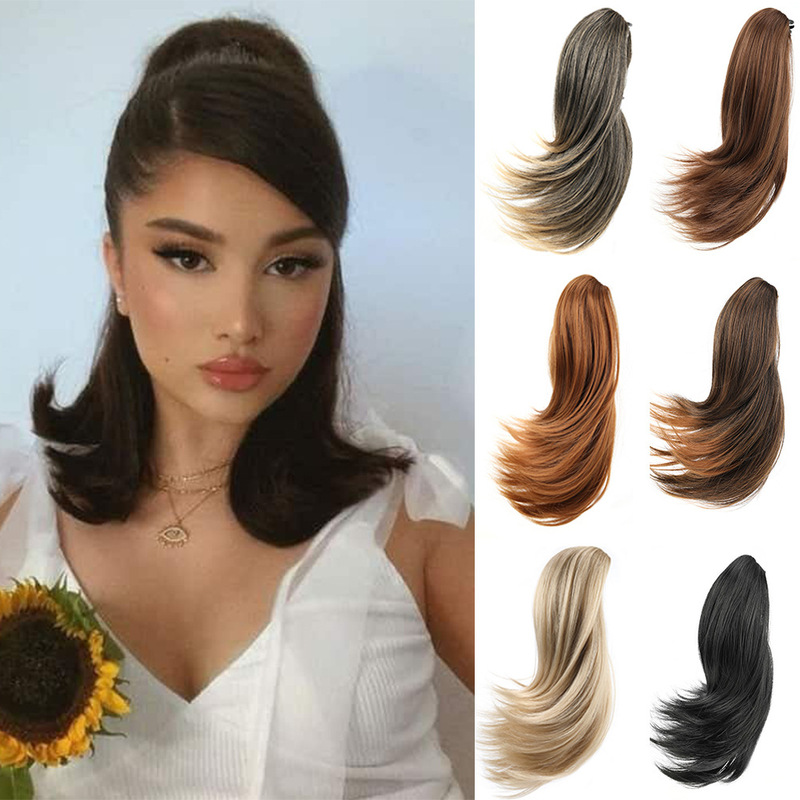 European and American Hot-selling Wig Women's Grasping Clip Ponytail Micro-warped Artificial Hair Large Grasping Clip High Ponytail Fluffy Fake Ponytail