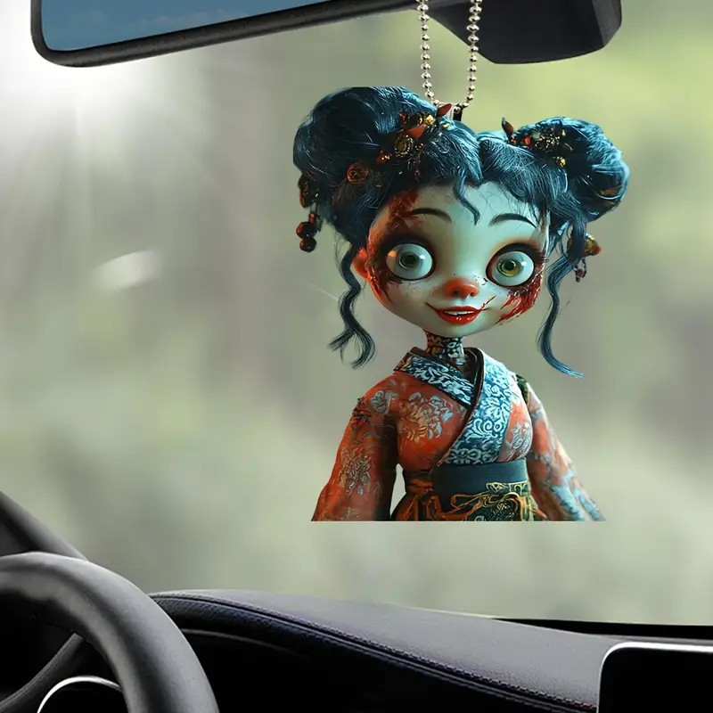 Nuevo producto 2d acrílico muñeca de terror colgante de coche plano transfronterizo interior espejo retrovisor decoración decoración del hogar