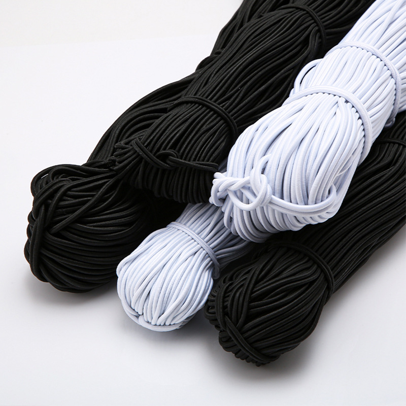 Wholesale round elastic rope high elastic latex rubber band black elastic webbing clothing braided rope elastic band