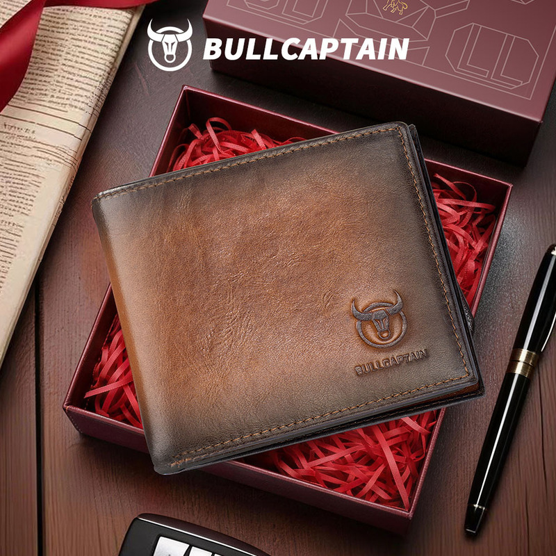 Captain Niu Guangzhou Baiyun Manufacturer Wallet Men's Genuine Leather Short Anti-Theft Brush Multi-Card Slot First Layer Soft Cowhide Wallet