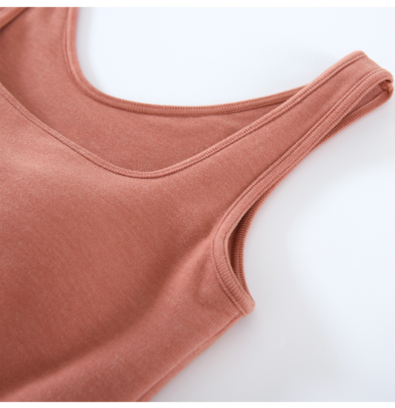 Description Picture 3 of item2024 New Warm Tank Top For Women Chest Pads Sleepwear Shirt Casual Autumn Winter Bottoming Vest Thin Velvet One Piece Camisoles