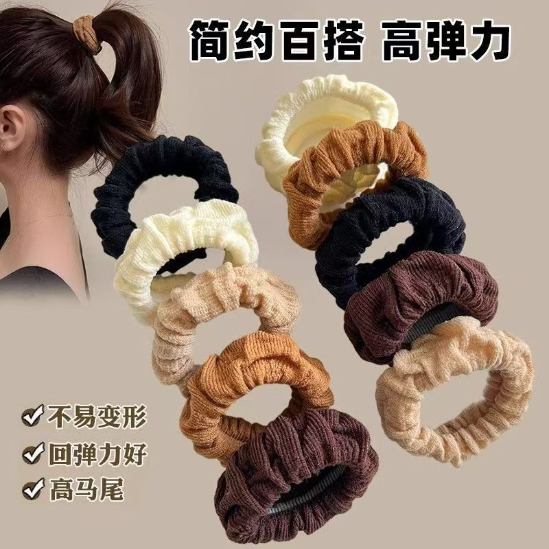 褶皱毛巾粗高弹圈无接缝发圈女扎高马尾丸子头发绳不伤发皮筋发饰|undefined