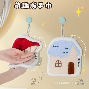 Cute Hand Towel Hanging Absorbent Quick-Drying Lint-Free Rag Kitchen Thickeneded Coral Velvet Bathroom Towel Handkerchief