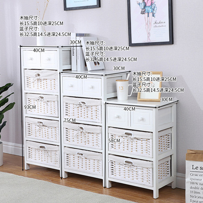 Cross-Border American retro de madera maciza gabinete de almacenamiento de la fábrica pastoral de múltiples capas cajón de almacenamiento de gabinete mesita de noche en el pecho de cajones