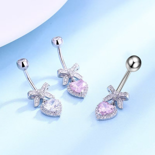 Cross-border new creative navel bow heart-shaped zircon body piercing jewelry