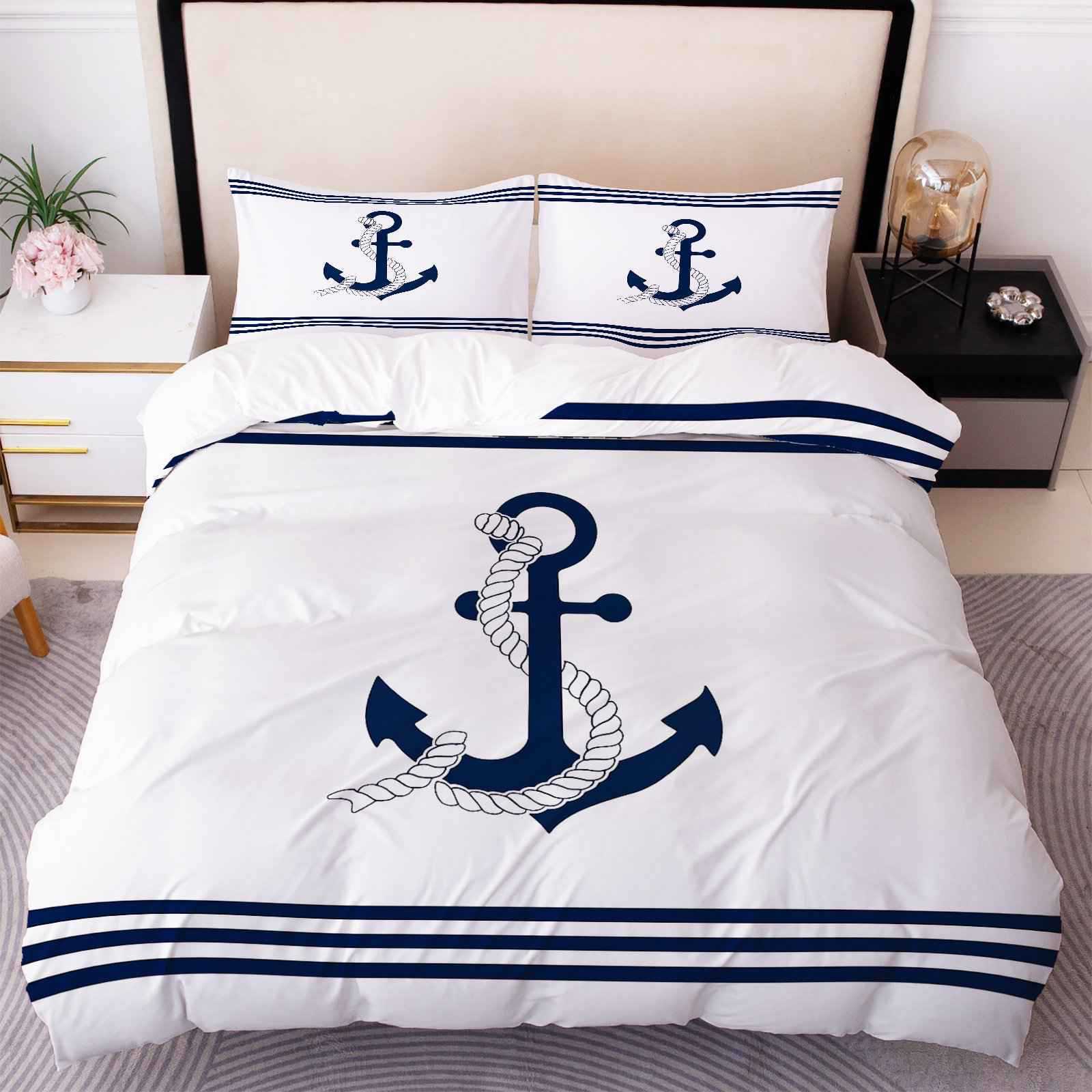 Impresión digital transfronteriza suave transpirable edredón molido kit náutico buque de viento ancla textil doméstico portador TEMU / JIT