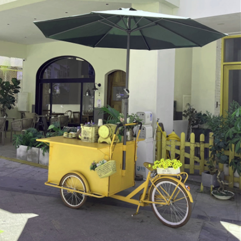 集市摊位车移动售货车小吃车铁艺花车地推车摆摊车三轮车促销活动