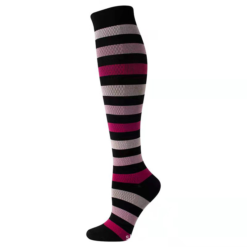 1 par de calcetines de compresión a rayas striped compression socks drop shipping jacquard prensado