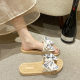 New in stock Women's Bow Decorative Straw-resistant Slippers Sandals for Vacation Casual Beach Shoes Sandals for Women