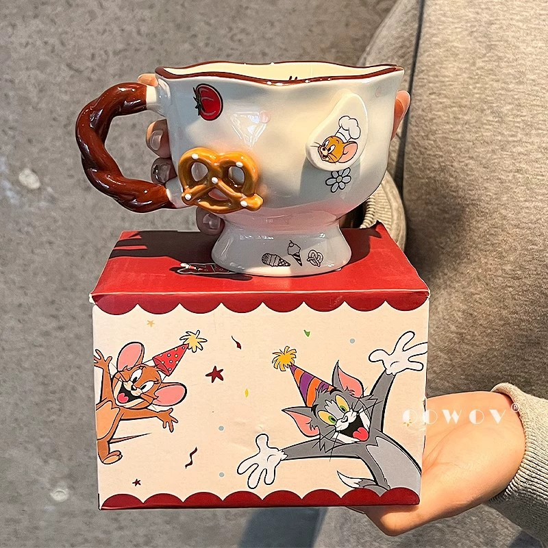 Керамическая кружка «Кот и мышь», домашняя кофейная чашка, стильная пара, офисная кружка для питья воды, сувенирный подарок для детей