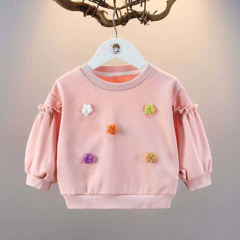 Women's Spring Long-Sleeve Sweatshirt 0% Cotton Base Shirt 1 Baby Toddler T-Shirt for Girls 3 Baby Spring and Autumn Indoor Matching Top
