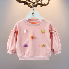 Women's Spring Long-Sleeve Sweatshirt 0% Cotton Base Shirt 1 Baby Toddler T-Shirt for Girls 3 Baby Spring and Autumn Indoor Matching Top