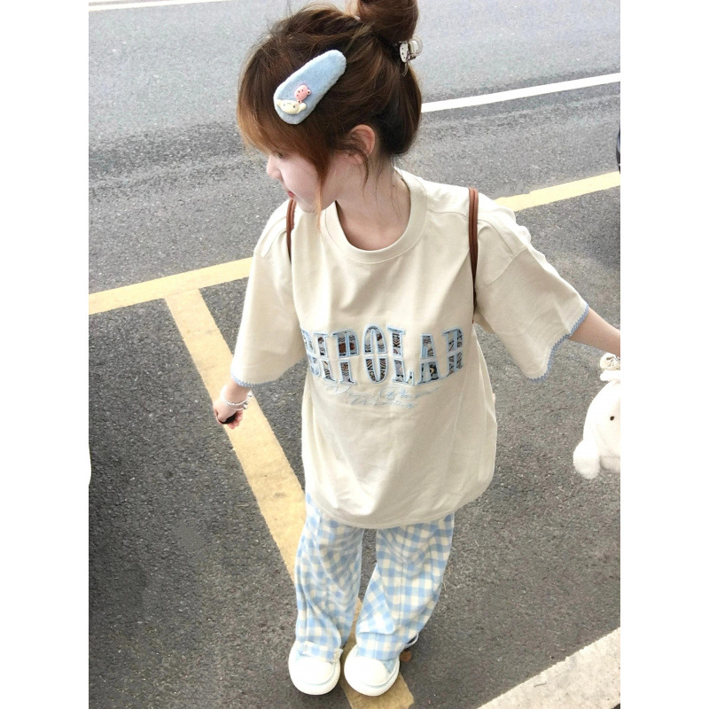 This year's popular loose bottoming shirt female letter embroidery design sense top 2025 summer slim temperament short sleeve T-shirt