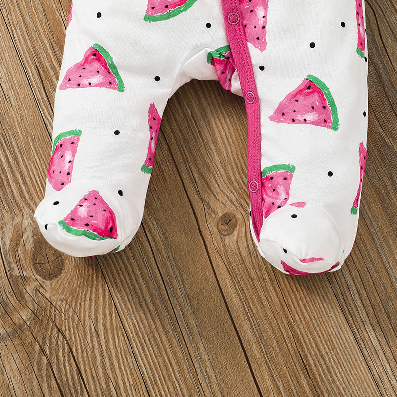 2021 Baby Sweet Watermelon Printing Long Type Crawling Suit Fashion Baby's Long-sleeved Rompers Jumpsuit Clothing Foreign Trade display picture 7