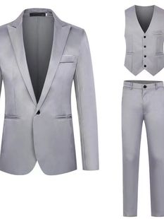 Cross-Border 23 Export Wholesale Men's Suits, Pants and Vests Three-Piece Korean Style Men's Business Casual Suit