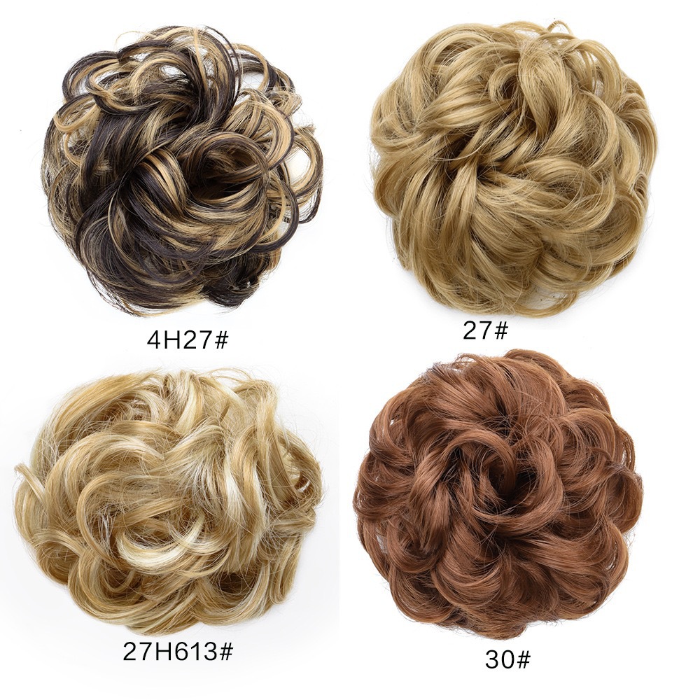 Anillo de pelo rizado cola de caballo desordenada esponjosa cabeza de bola natural comercio exterior bolsa de pelo rizado fibra química peluca cola de caballo adornos
