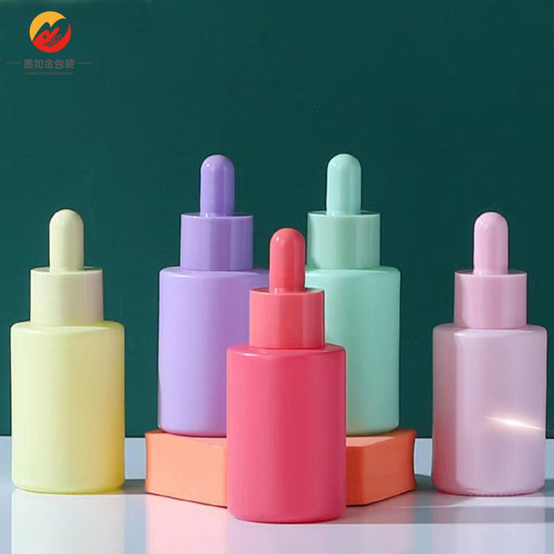 马卡龙彩色滴管精油瓶便携小样化妆品分装瓶平肩精华原液乳液瓶子