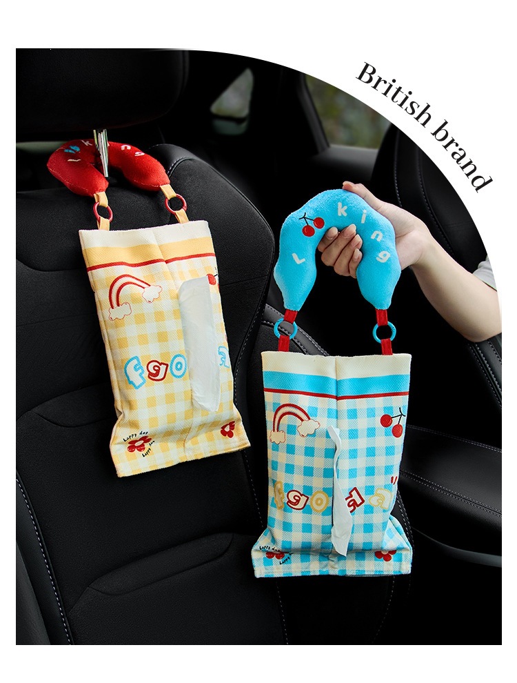 Car tissue box, in-car tissue dispenser, in-car tissue hanging bag, decorative items, tissue bag, portable tissue storage bag