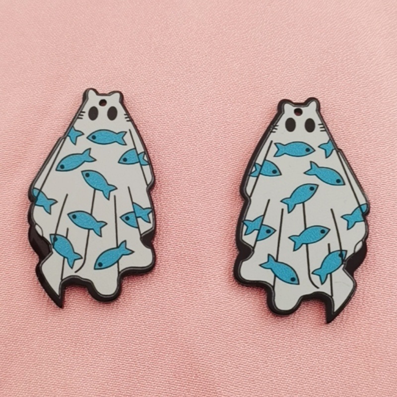国境を越えた人気のハロウィンアクリル両面印刷クリエイティブ漫画かわいいゴーストペンダント DIY ジュエリー|undefined