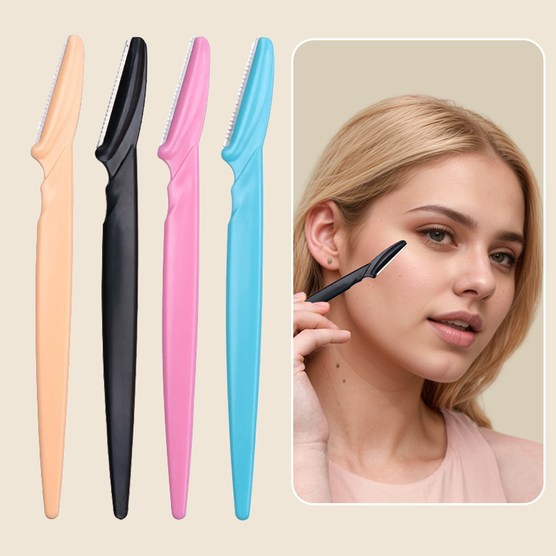 Cuchillo de corte de cejas macro de mango recto para principiantes, cuchillo de afeitado de cejas para principiantes de seguridad, herramientas de belleza exquisitas