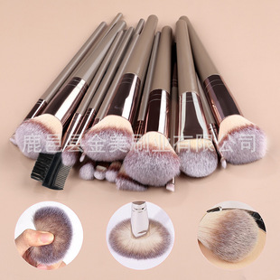 Cross-Border Popular 10-20 Pieces Champagne Gold Makeup Brush Set Blush Eye Shadow Eyebrow Brush Contouring Brush Beauty Tools