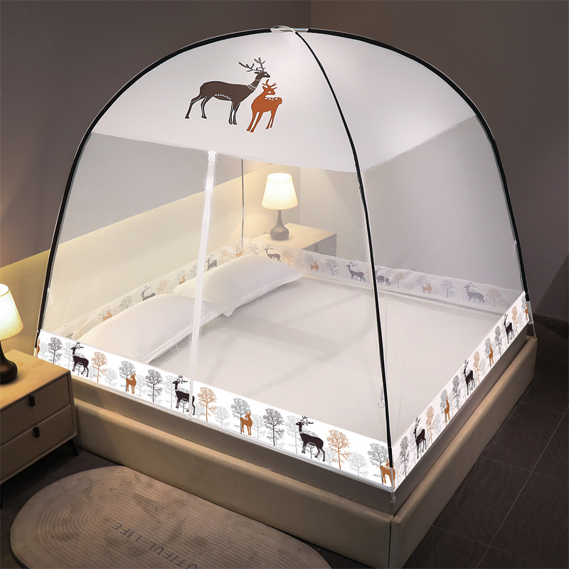 Instalación gratuita de mosquiteros de yurta, mosquiteros domésticos de doble puerta para niños, mosquiteros plegables dobles, fábrica de dormitorios al por mayor