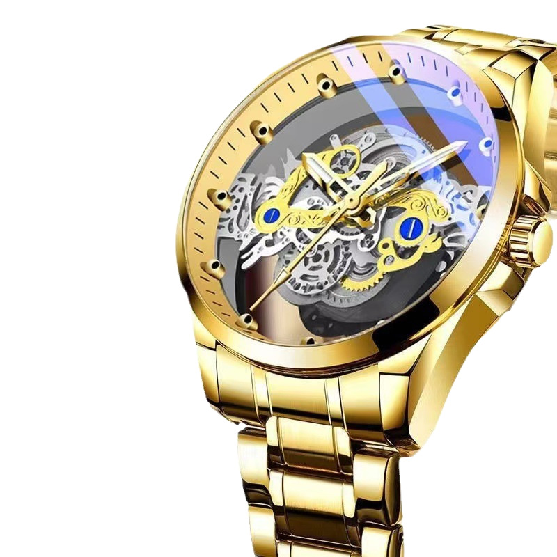 2026 New Double-Sided Hollow Men's Waterproof With Automatic Movement, Non-Mechanical, High-End Casual Luminous Quartz Watch_voghion.com