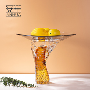 Anhua modern simple art fruit plate home glass decorations creative ornaments high-end exquisite crafts wholesale