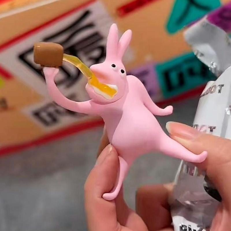 ピンクウサギ「抽象」シリーズ PLZDOT ブラインドボックス トレンディな人形ウサギの装飾品おもちゃハンドフィギュアブラインドボックス|undefined