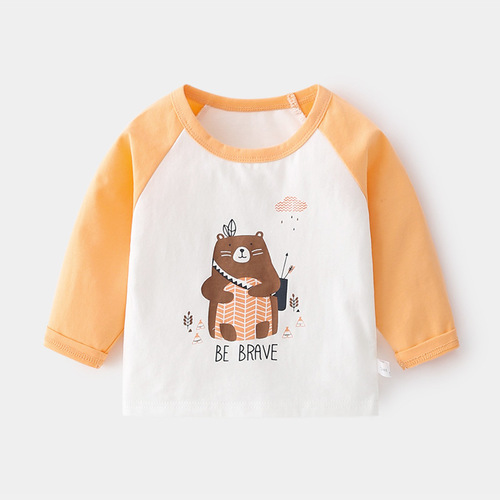 Baby clothes, boys' autumn clothes, long-sleeved thin T-shirts, spring and autumn children's baby girls, small children's tops, base shirts