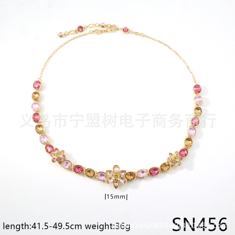 【新品】中国专属系列花朵系列粉白金色花瓣珍珠耳钉项链手链套装|undefined