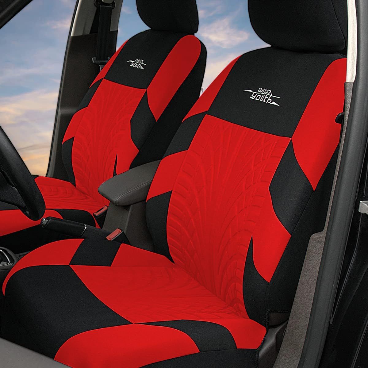 Universal Five-Seater Comfortable Polyester Fiber Car Seat Cover with Letter Embroidery, Press-Stitched Style, Russian Foreign Trade Export