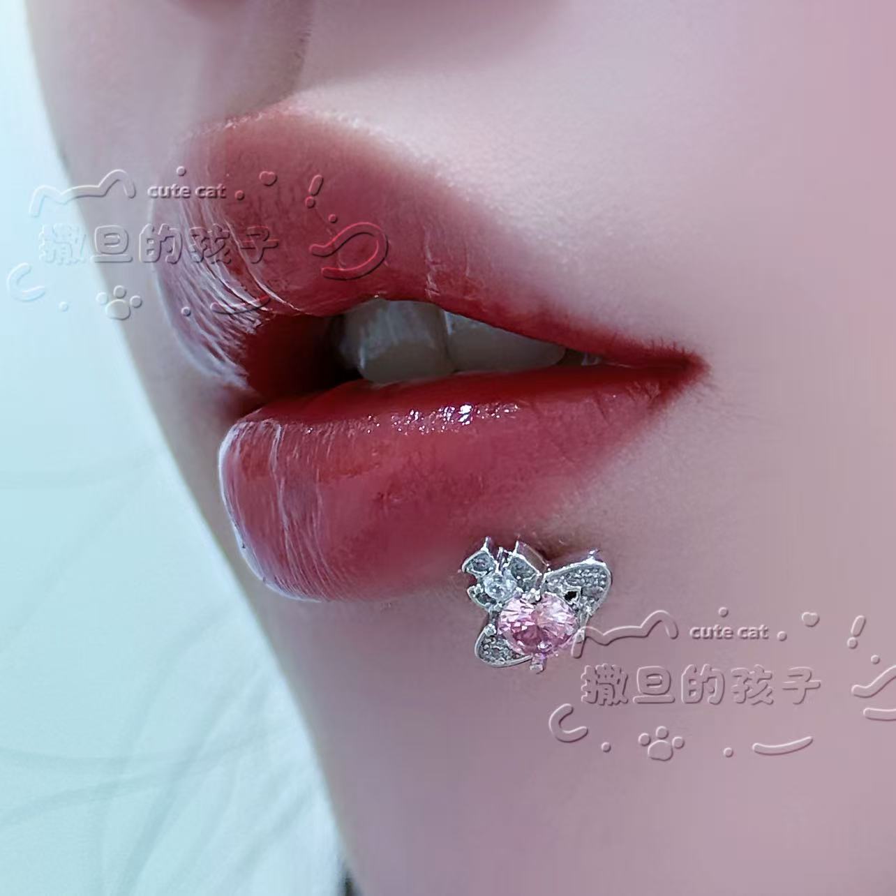 Satan's Child Fragrant Lady Lip Ring 316L Surgical Steel Internally Threaded Blue Lip Piercing Jewelry detail image 8