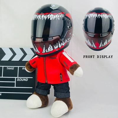 Motosiklet dəbilqələri — Bear Doll Helmet Battery Car - 28cm-red-leather-f1-venom-new-helmet-type-anti-collision-layer