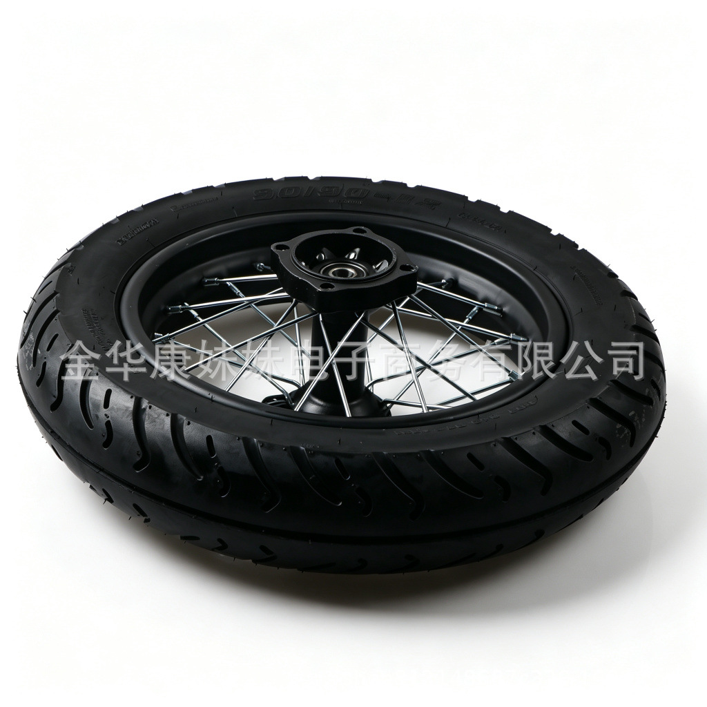 90/90-12 motorcycle rear wheel, equipped with a 190 brake disc and a 420-60 inner tube, replacement part for off-road motorcycles