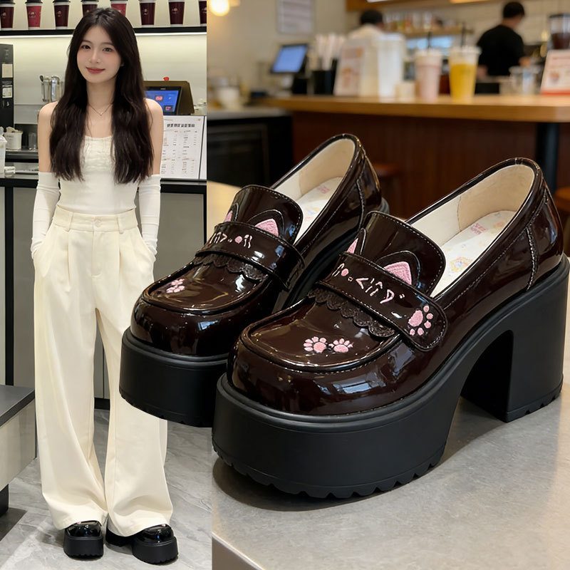 2026 Cute Original Japanese Style Round-Toe High Heels Lolita Jk Leather Shoes Women's Uniform Shoes Lo Shoes Anime Shoes