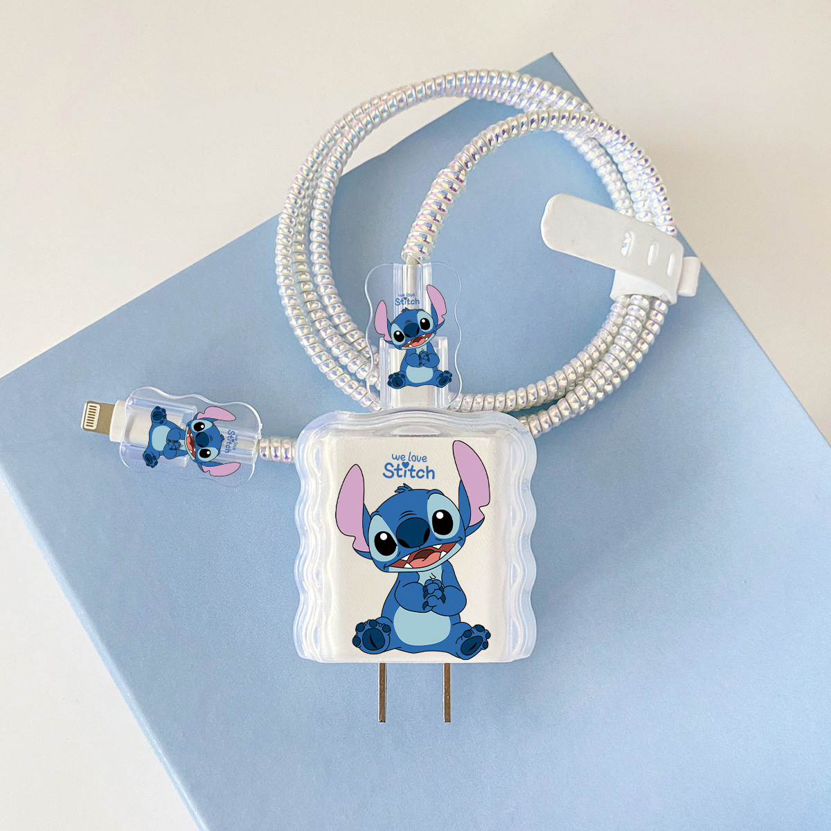 Apple 20w-A2 스티치 오버레이 헤드기어 + 물결선 클립 + 1m 레이저 흰색 로프 + 흰색 스트랩