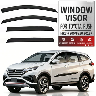 Rain shield – TOYOTA RUSH Window visor - standard-packaging-without-logo-toyota-rush-4pcs-mk3-f800-f850-2018-2026-no-bright-strips-rain-shield